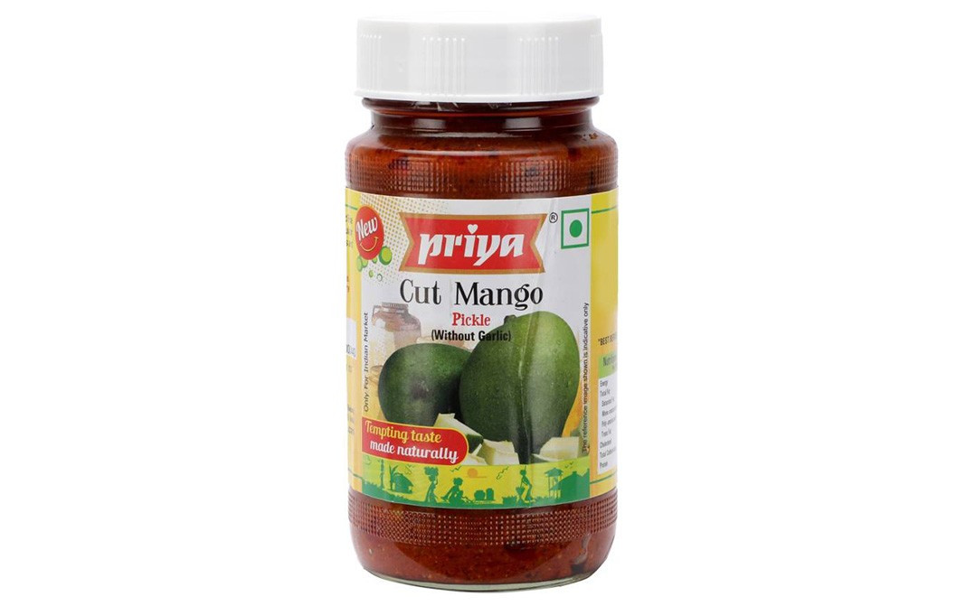 Priya Cut Mango Pickle (Without Garlic)   Glass Bottle  300 grams